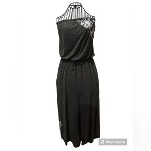 Gypsy 05 Grey smocked tie dye strapless maxi dress